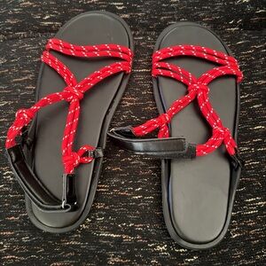Red Rope-Strap Women's Sandals